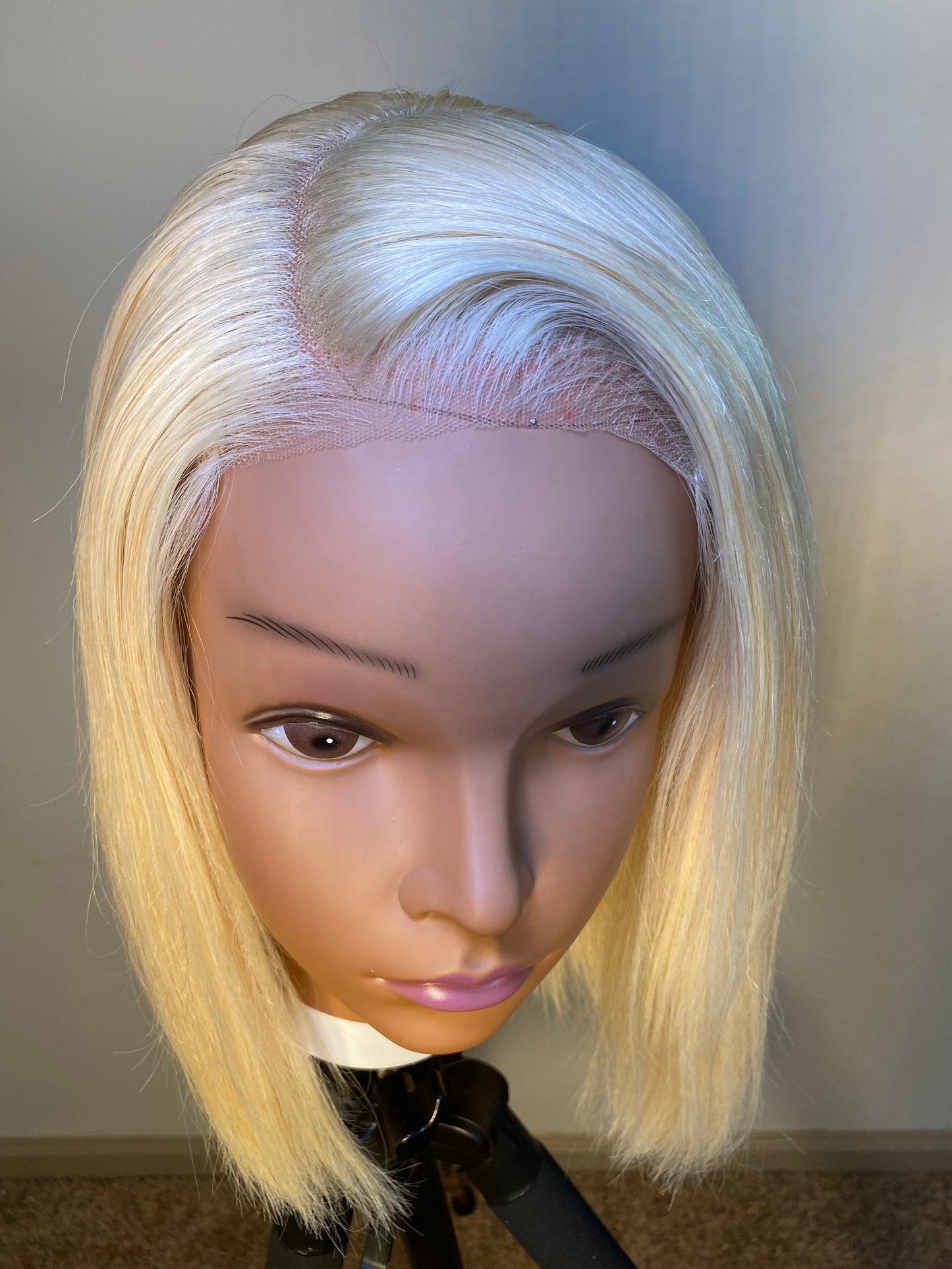 Ice blonde wig virgin straight 4*4 transparent closure Swiss lace