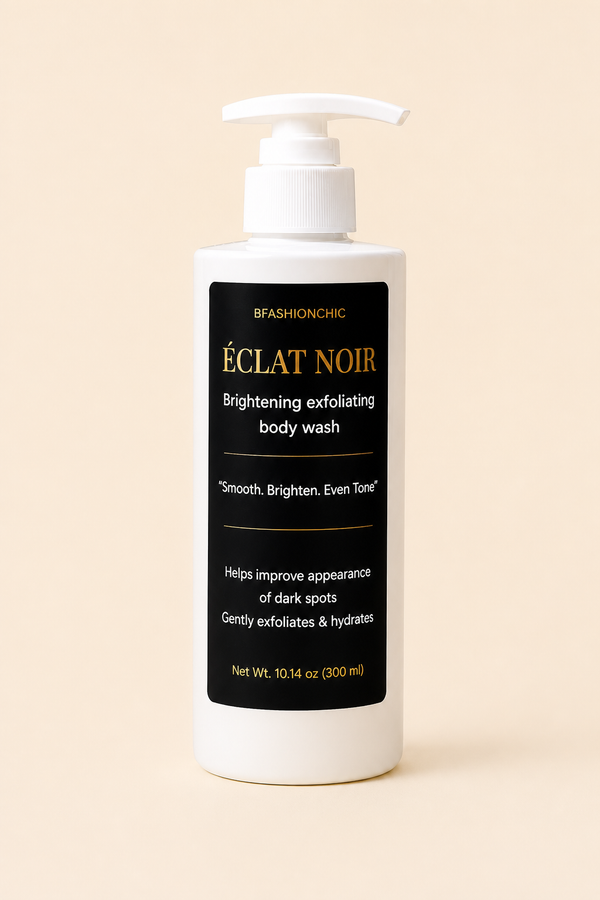 Éclat Noir Brightening Exfoliating Body Wash with Vitamin C Licorice Root Extract & Glycolic Acid for Smooth Brighten Even Tone