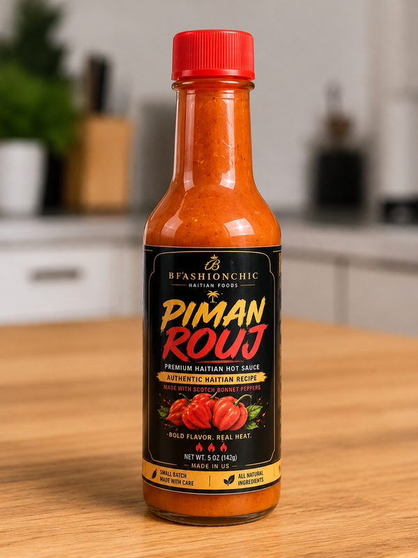 Piman Rouj Caribbean Hot Sauce - Traditional Haitian Scotch Bonnet Pepper Sauce, Natural Flavor, 5 oz - case of 24