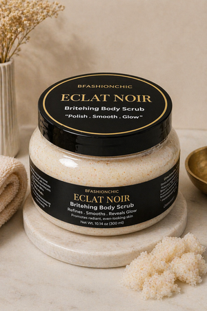 Éclat Noir 8 Ounce Brightening Body Scrub Polish Smooth Glow Refines Texture & Reveals Radiant Skin Care for All Types
