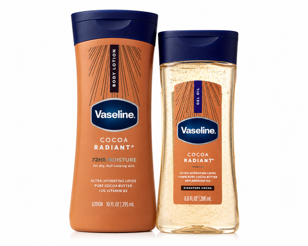 Vaseline cocoa radiant cream and body oil set