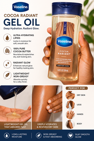 Vaseline cocoa radiant cream and body oil set
