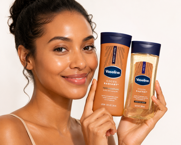 Vaseline cocoa radiant cream and body oil set
