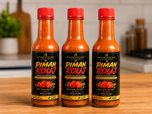 Piman Rouj Caribbean Hot Sauce - Traditional Haitian Scotch Bonnet Pepper Sauce, Natural Flavor, 5 oz - case of 24