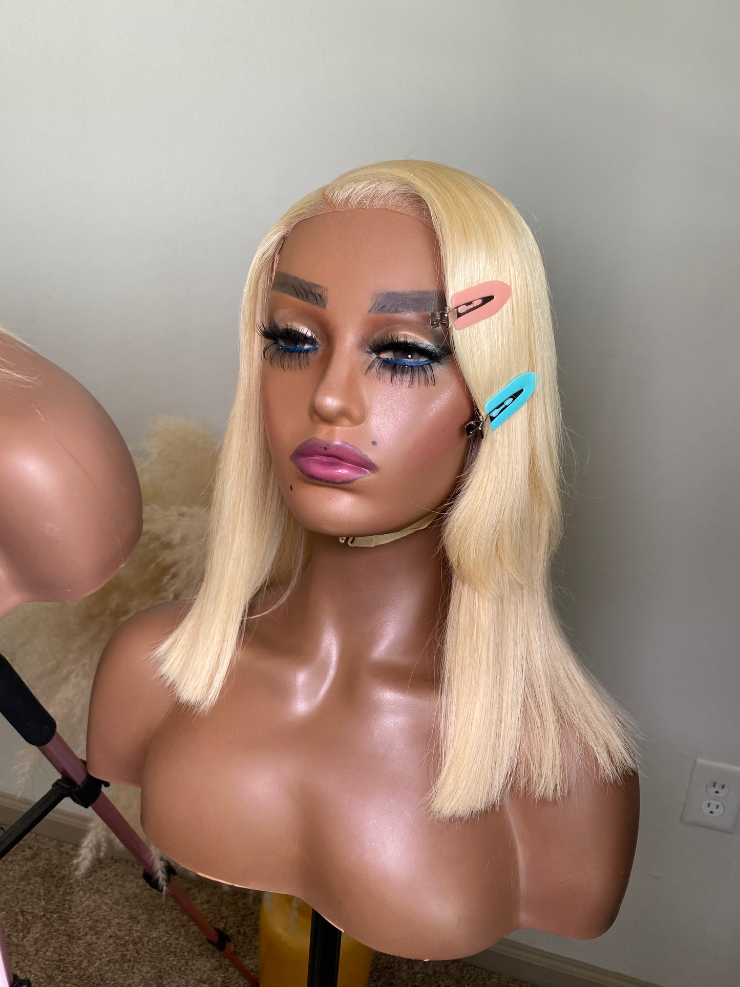 Ice blonde wig virgin straight 4*4 transparent closure Swiss lace