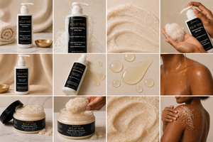 Éclat Noir 8 Ounce Brightening Body Scrub Polish Smooth Glow Refines Texture & Reveals Radiant Skin Care for All Types