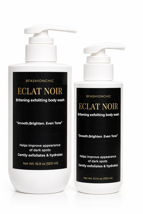Éclat Noir Brightening Exfoliating Body Wash with Vitamin C Licorice Root Extract & Glycolic Acid for Smooth Brighten Even Tone