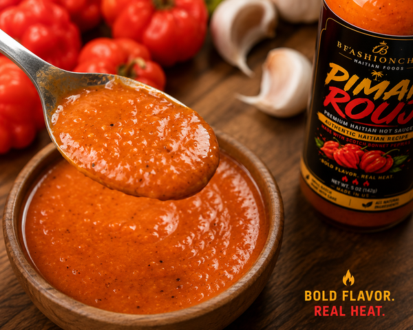 Piman Rouj Caribbean Hot Sauce - Traditional Haitian Scotch Bonnet Pepper Sauce, Natural Flavor, 5 oz - case of 24