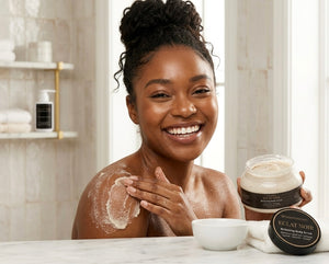 Éclat Noir 8 Ounce Brightening Body Scrub Polish Smooth Glow Refines Texture & Reveals Radiant Skin Care for All Types