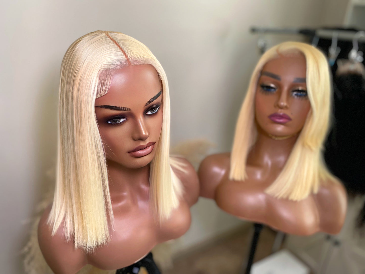 Ice blonde wig virgin straight 4*4 transparent closure Swiss lace