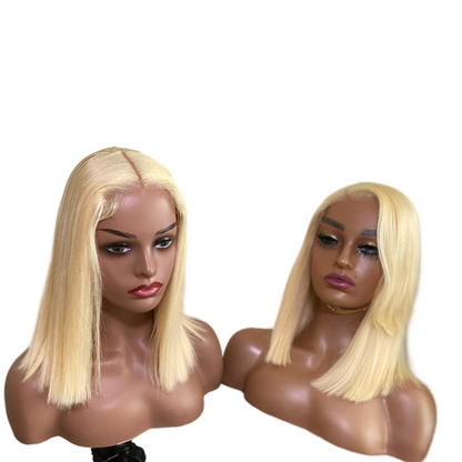 Ice blonde wig virgin straight 4*4 transparent closure Swiss lace