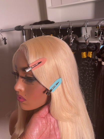 Ice blonde wig virgin straight 4*4 transparent closure Swiss lace