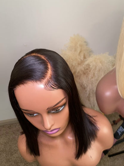 Ice blonde wig virgin straight 4*4 transparent closure Swiss lace